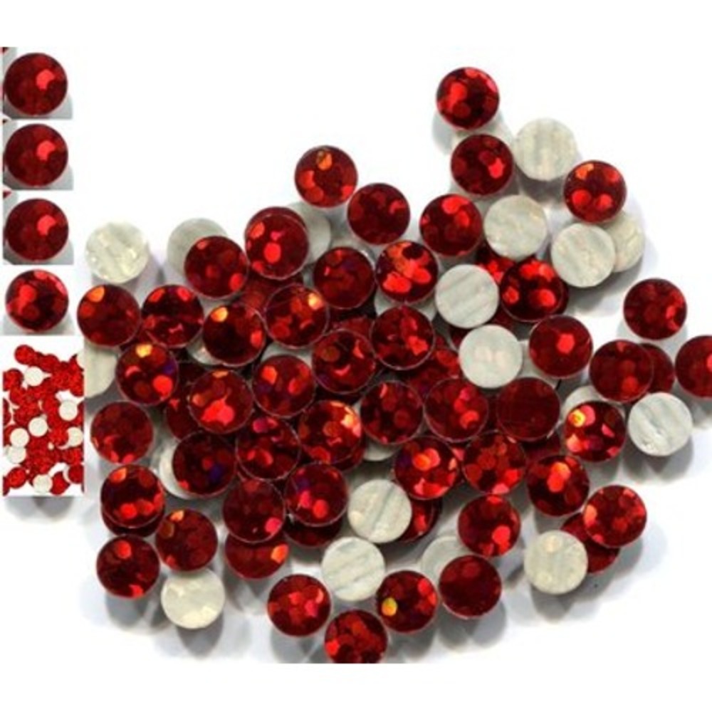 HOLOGRAM SPANGLES Hot Fix RED Iron on 10mm 2 gross 288 pieces